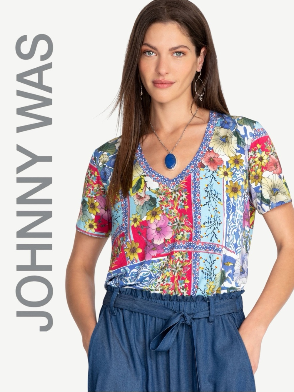 Johnny Was • Midsummer Favorite Short Sleeve Bamboo Swing Tee || XL